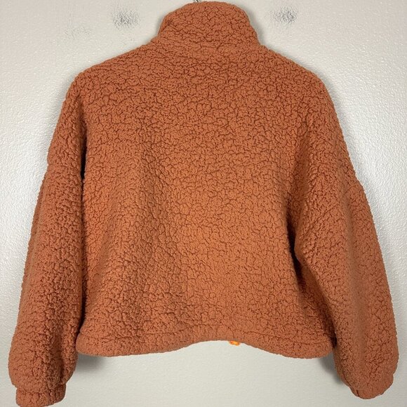 Urban Outfitters Sherpa Jacket Full Zip Cropped Orange Women's Size XS - Picture 4 of 4